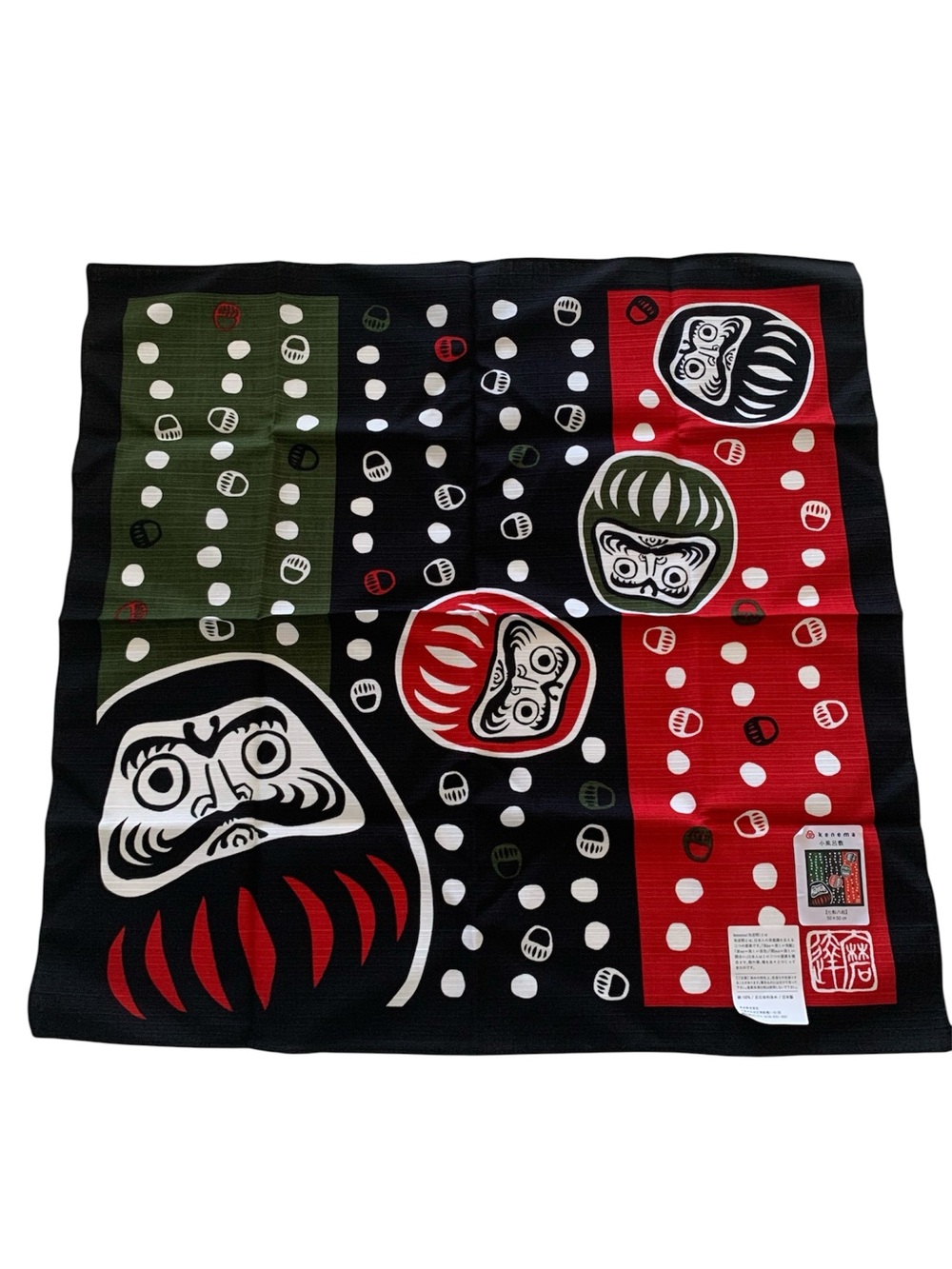 Kenema Daruma Furoshiki 50x50cm Made in Japan Lucky Charm NWT